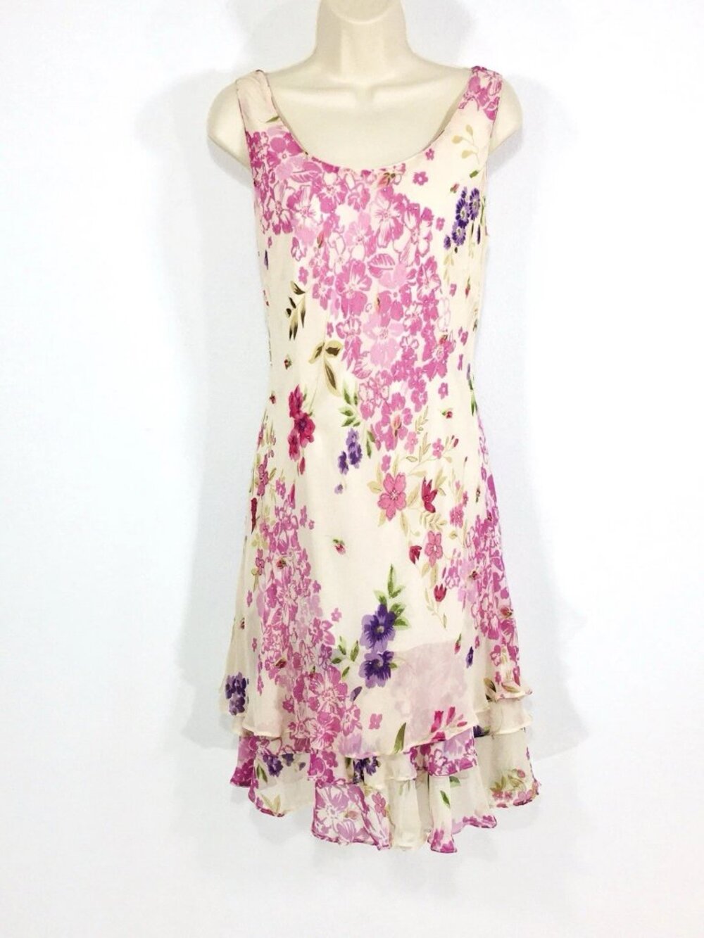 Vtg EVA BLUE Sz 12 (M/L) Floral Beaded Bias Cut Coquette FairyWhimsy READ